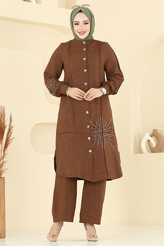 moda selvim طقم بني 447DVL817 - Thumbnail