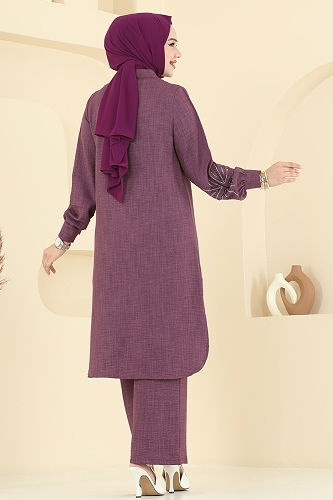 moda selvim طقم ليلكي غامق 447DVL817 - Thumbnail