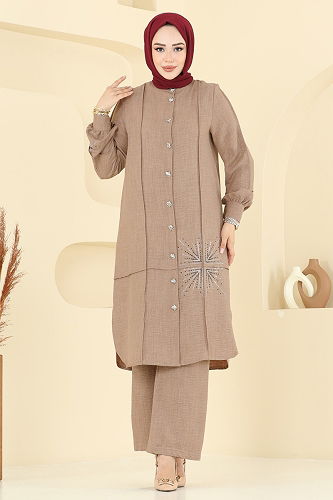 moda selvim طقم بيج 447DVL817 - Thumbnail