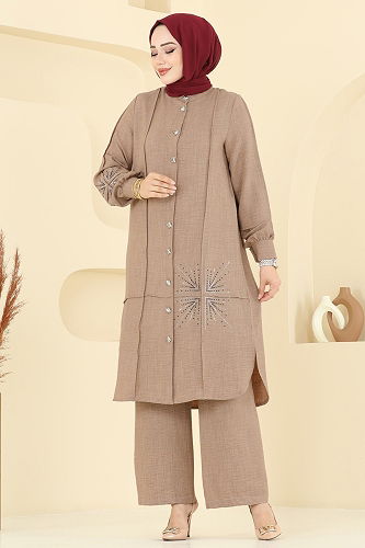 moda selvim طقم بيج 447DVL817 - Thumbnail