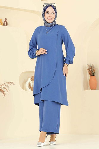 moda selvim طقم ازرق 448DVL817 - Thumbnail