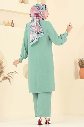 moda selvim طقم أخضر باهت 448DVL817 - Thumbnail