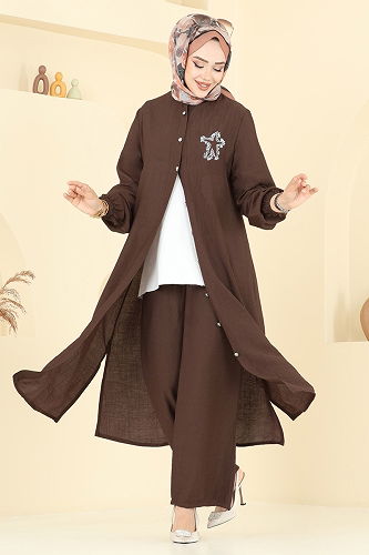 moda selvim طقم بني 449DVL817 - Thumbnail