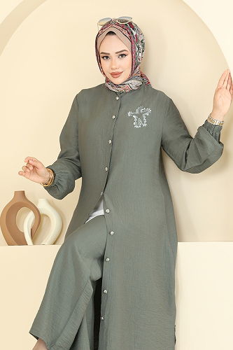 moda selvim طقم اخضر عفني 449DVL817 - Thumbnail