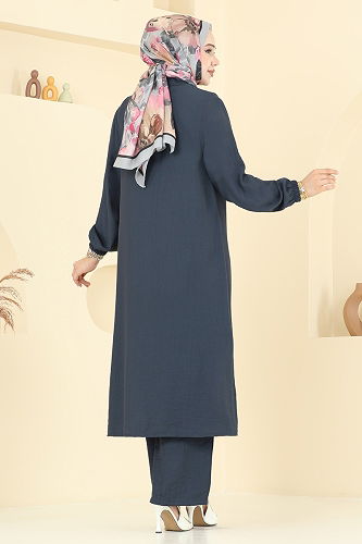 moda selvim طقم رمادي غامق 449DVL817 - Thumbnail