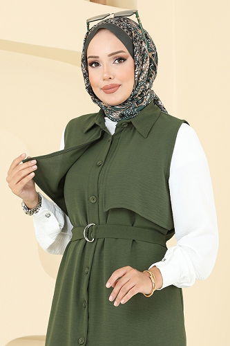 moda selvim طقم اخضر عفني 450DVL817 - Thumbnail