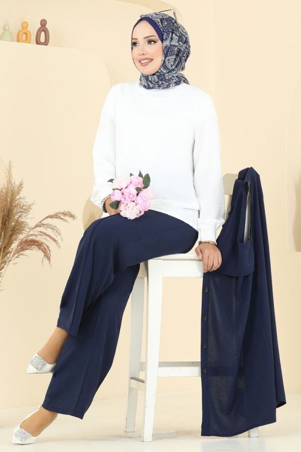 Modaselvim Hijab Combinations Combined 450DVL817 Navy Blue