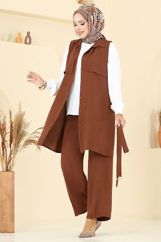 moda selvim طقم عسلي 450DVL817 - Thumbnail