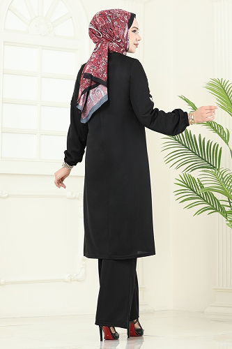 moda selvim طقم أسود 452DVL817 - Thumbnail