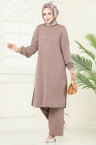 moda selvim طقم بيج 452DVL817 - Thumbnail