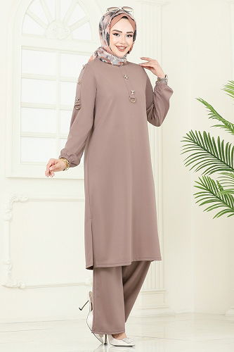 moda selvim طقم بيج 452DVL817 - Thumbnail