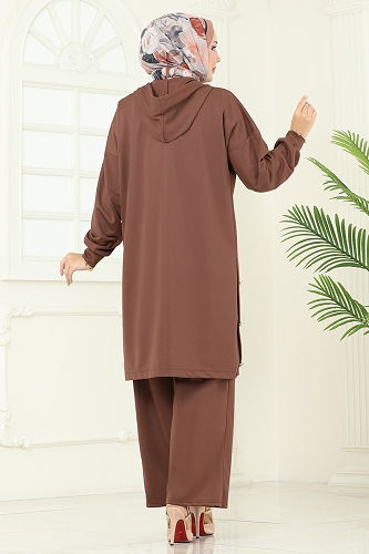 moda selvim طقم بني 453DVL817 - Thumbnail