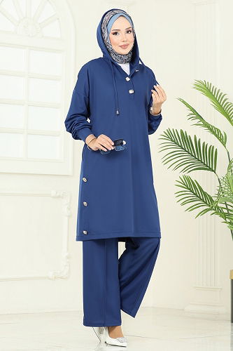 moda selvim طقم ازرق 453DVL817 - Thumbnail