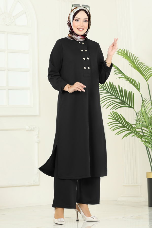 Modaselvim Hijab Combinations Combined 454DVL817 Black