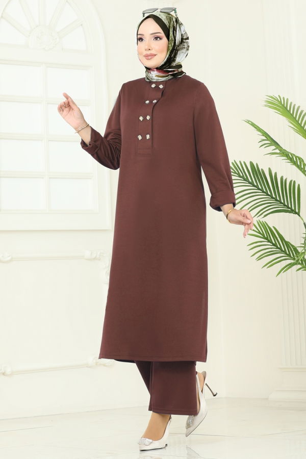 Modaselvim Hijab Combinations Combined 454DVL817 Brown
