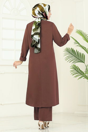 moda selvim طقم بني 454DVL817 - Thumbnail