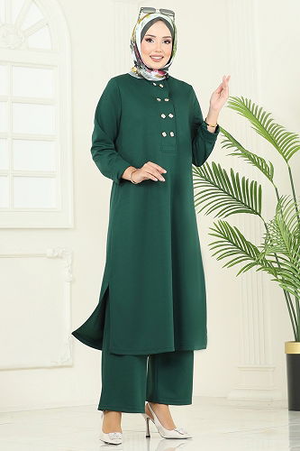 moda selvim طقم زيتي 454DVL817 - Thumbnail