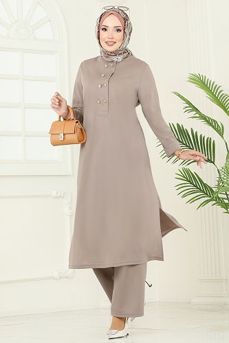 moda selvim طقم بيج 454DVL817 - Thumbnail