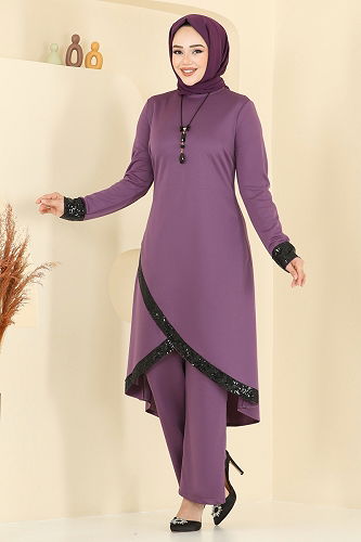 moda selvim طقم ليلكي 4559ASMK1074 - Thumbnail