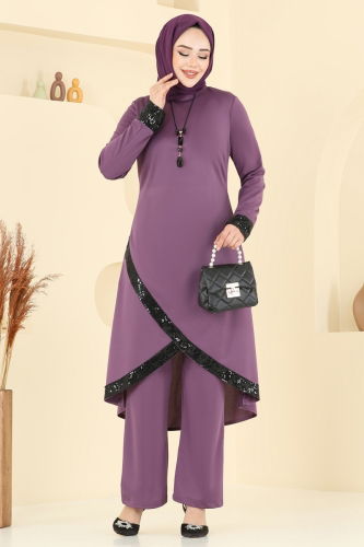 moda selvim طقم ليلكي 4559ASMK1074 - Thumbnail