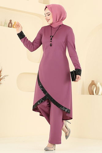 moda selvim طقم وردي 4559ASMK1074 - Thumbnail