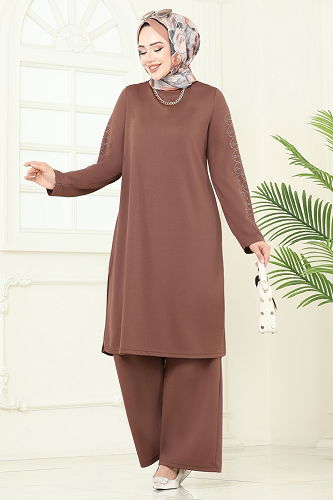 moda selvim طقم بني 455DVL817 - Thumbnail