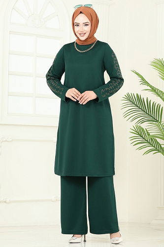 moda selvim طقم زيتي 455DVL817 - Thumbnail