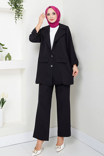 moda selvim طقم أسود 4560NES1021-M - Thumbnail