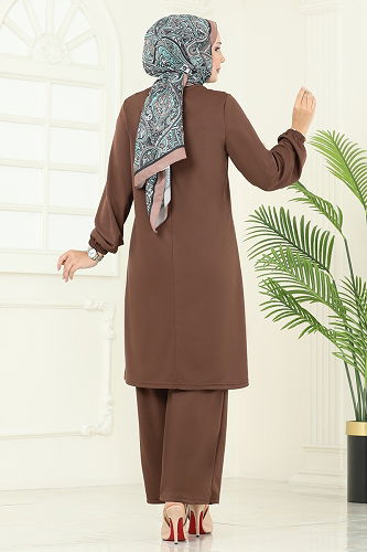 moda selvim طقم بني 456DVL817 - Thumbnail