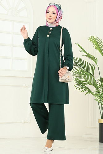 moda selvim طقم زيتي 456DVL817 - Thumbnail