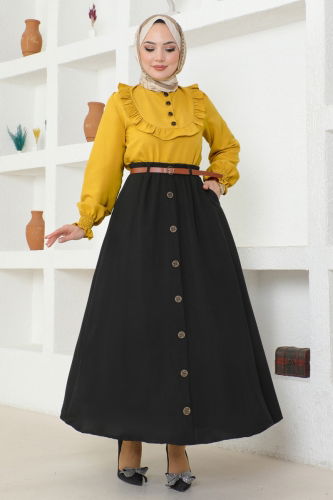 moda selvim Combined 4571AL357 Mustard & Black - Thumbnail