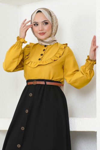 moda selvim Combined 4571AL357 Mustard & Black - Thumbnail