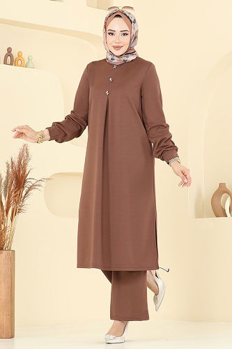 moda selvim طقم بني 457DVL817 - Thumbnail