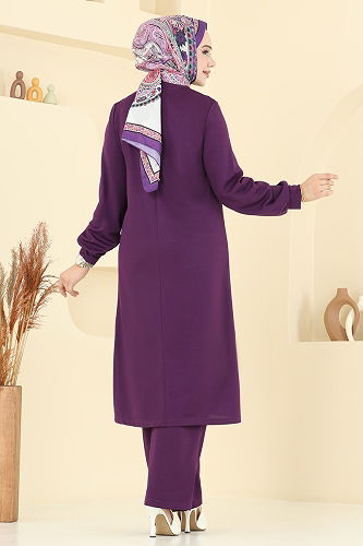 moda selvim طقم أرجواني 457DVL817 - Thumbnail