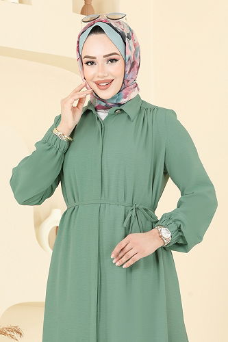 moda selvim طقم أخضر باهت 458DVL817 - Thumbnail