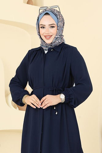 moda selvim طقم كحلي 458DVL817 - Thumbnail