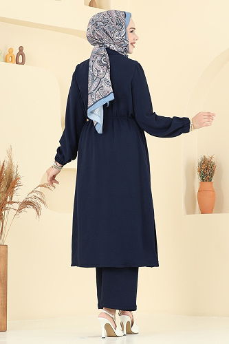 moda selvim طقم كحلي 458DVL817 - Thumbnail