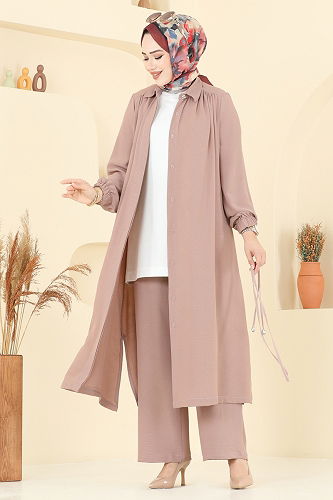 moda selvim طقم بيج 458DVL817 - Thumbnail