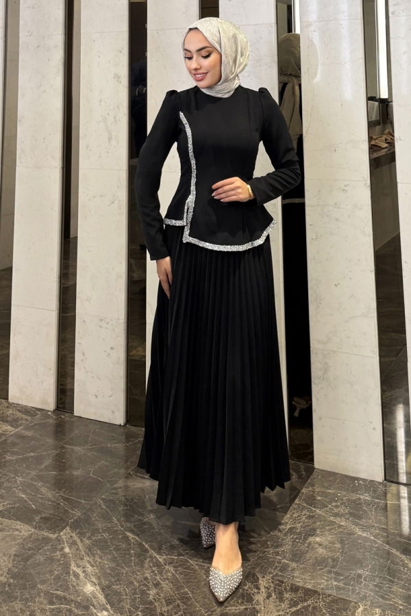 Modaselvim Hijab Combinations Combined 4665ALGK1170 Black