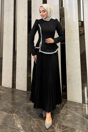 moda selvim طقم أسود 4665ALGK1170 - Thumbnail