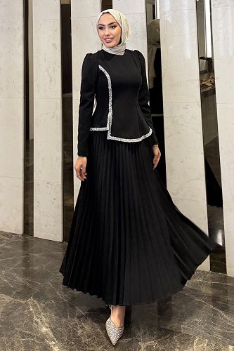 moda selvim طقم أسود 4665ALGK1170 - Thumbnail