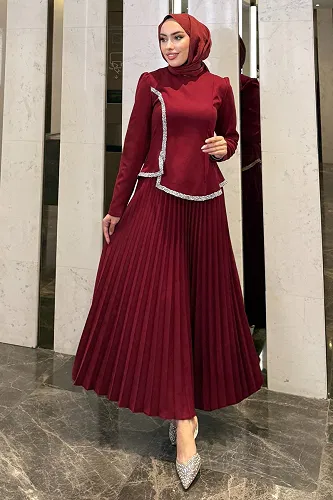 moda selvim طقم خمري 4665ALGK1170 - Thumbnail