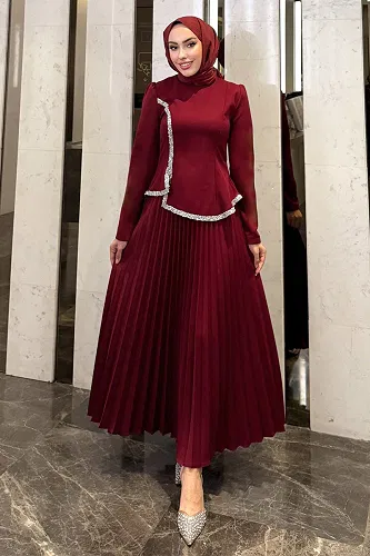 moda selvim طقم خمري 4665ALGK1170 - Thumbnail