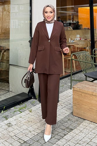 moda selvim طقم بني 4686ALGK1170 - Thumbnail