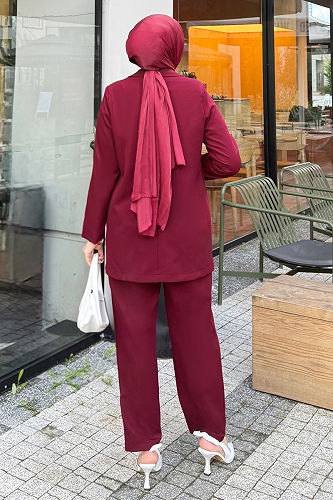 moda selvim طقم خمري 4686ALGK1170 - Thumbnail