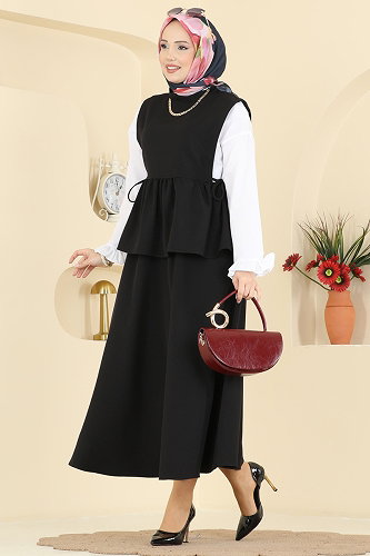moda selvim طقم أسود 4706ALGK1170 - Thumbnail
