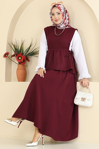 moda selvim طقم خمري 4706ALGK1170 - Thumbnail