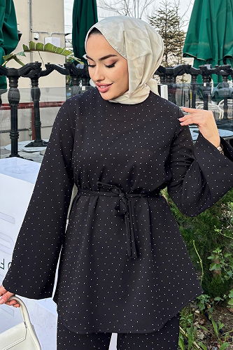 moda selvim طقم أسود 4714ALGK1170 - Thumbnail