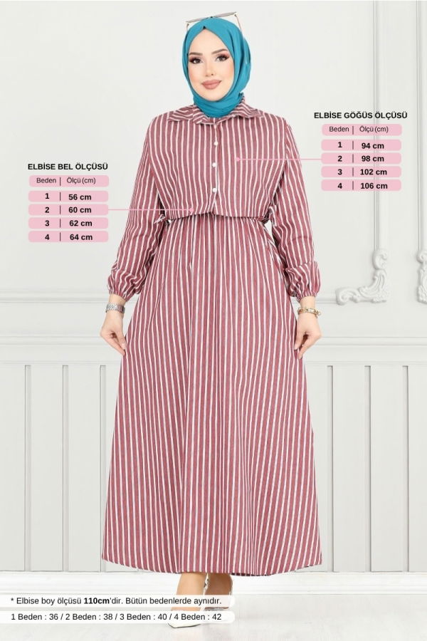 Modaselvim Hijab Combinations Combined 4735ZNK903-M Burgundy