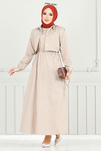 moda selvim طقم بيج 4735ZNK903-M - Thumbnail